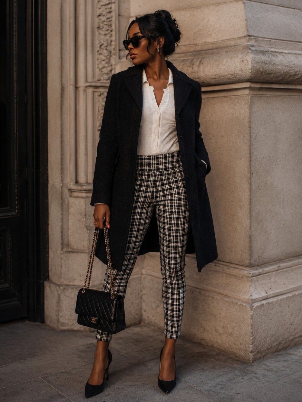 Black Wool Blend Long Coat